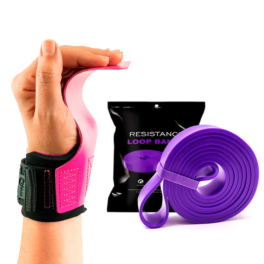 Kit Hand Grip Legacy Skyhill Neo Pink e Super Band Roxo 45kg