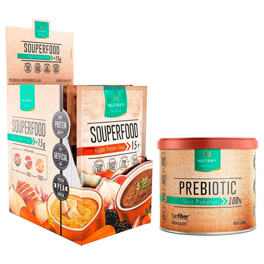 Kit Souperfood Nutrify Sopa Proteica 10 Sachês de 35g e Prebiotic Nutrify Fibras Prebióticas Neutro 210g