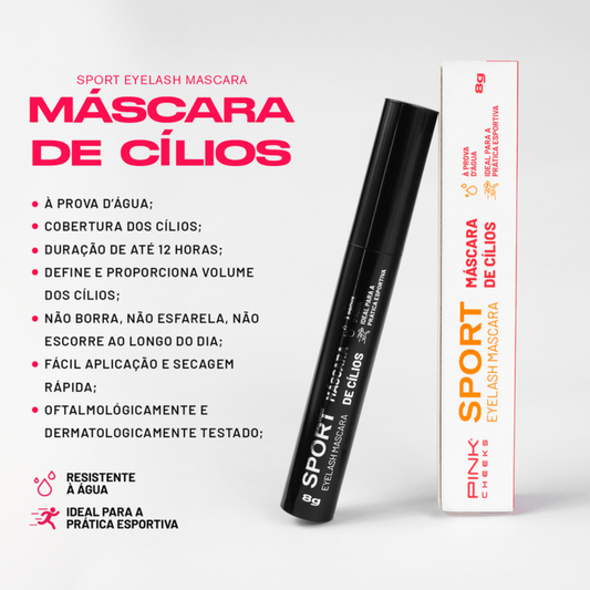 Mascara de Cilios Sport Eyelash Máscara Preta Pink Cheeks 8g