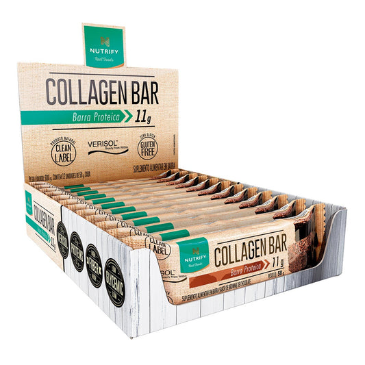 Collagen Bar Nutrify Barra Proteica de Colágeno com Verisol Brownie de Chocolate 50g