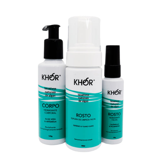 Kit Espuma de Limpeza Hidratante Facial  e Corporal KHOR