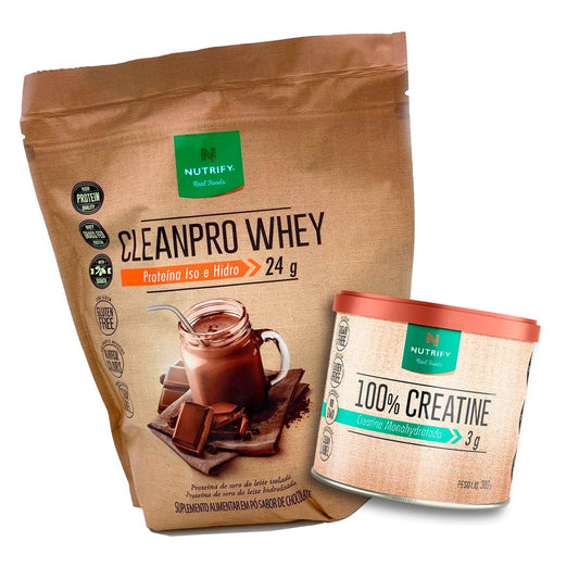 Kit CleanPro Whey Protein 900g e 100% Creatina Nutrify 300g