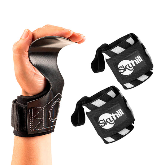 Kit Hand Grip CF Skyhill e Munhequeira Elástica Listrada