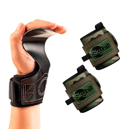 Kit Hand Grip CF Skyhill e Munhequeira Elástica Camuflada