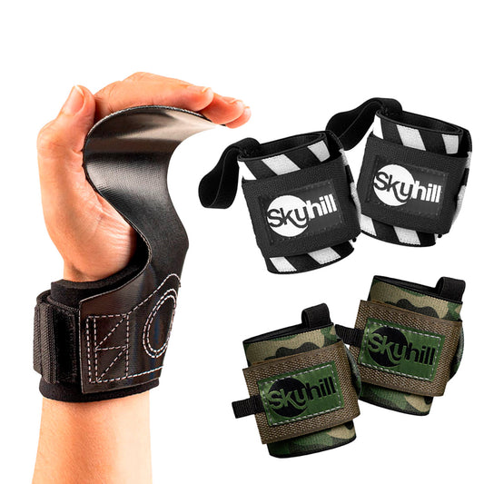 Kit Hand Grip CF Skyhill e Munhequeira Elástica para Cross