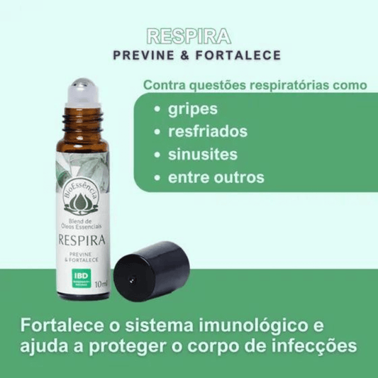 Blend Respira Roll on Com Óleos Essenciais Natural 10ml BioEssência