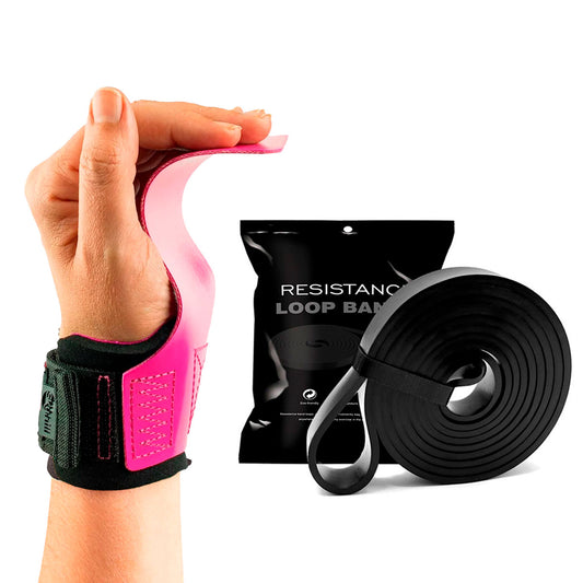 Kit Hand Grip Legacy Skyhill Neo Pink e Super Band Preto 26kg