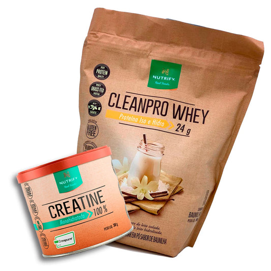 Kit CleanPro Whey Protein 900g Baunilha + Creatina Nutrify Creapure 300g