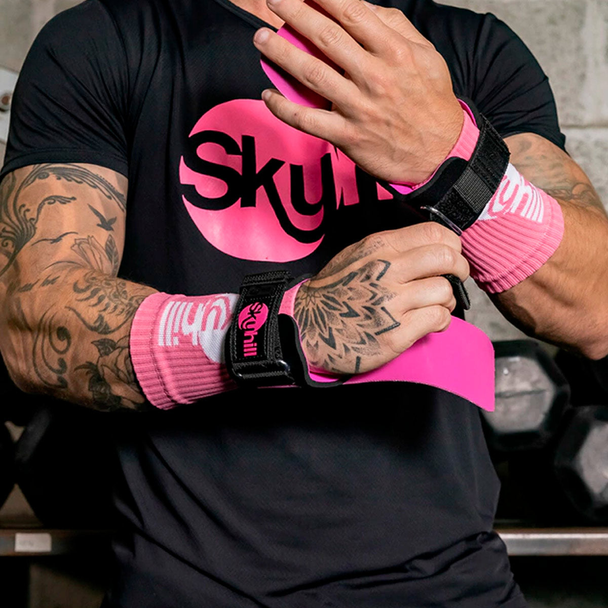 Munhequeira Canelada Skyhill Anti Suor Cross Fitness Rosa - Be Leve