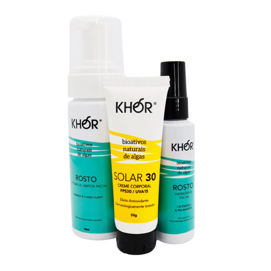 Kit Espuma de Limpeza Hidratante Spray  e Protetor Solar FPS30 KHOR