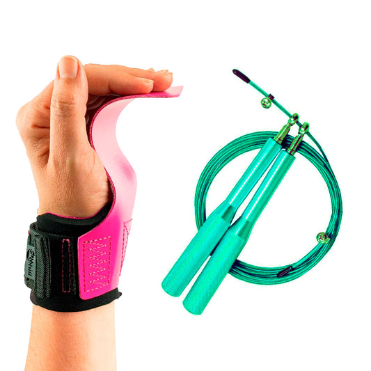 Kit Hand Grip Legacy Skyhill Neo Pink e Corda Speed Aço Verde