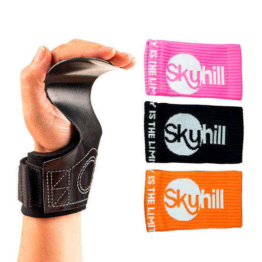 Kit Hand Grip CF Skyhill e Munhequeira Anti Suor Canelada