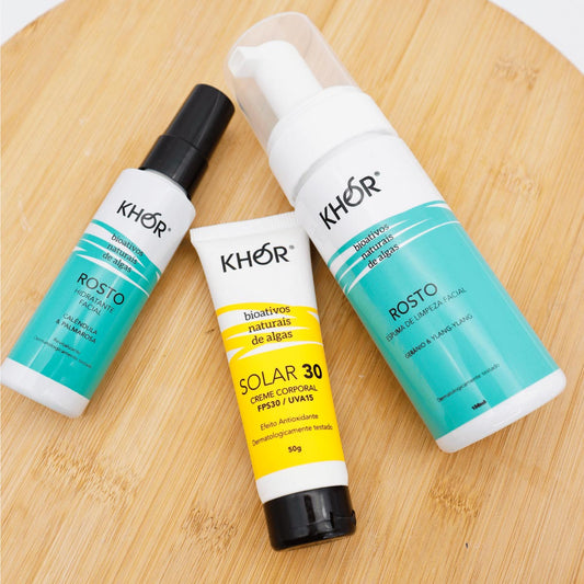 Kit Espuma de Limpeza Hidratante Spray  e Protetor Solar FPS30 KHOR