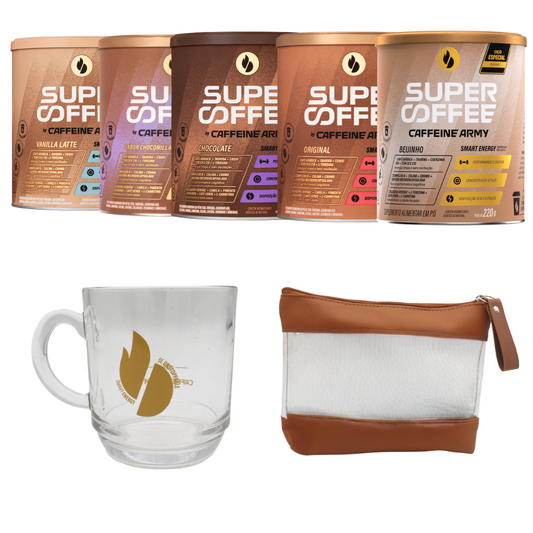 Kit Pré Treino Café SuperCoffee 220g Caffeine Army com Brinde Exclusivo