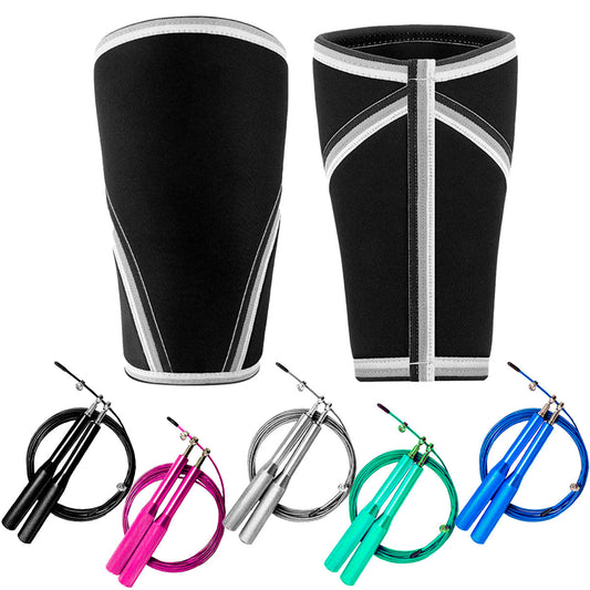 Kit Joelheira Neoprene 7mm Preta e Corda Speed DU Aço