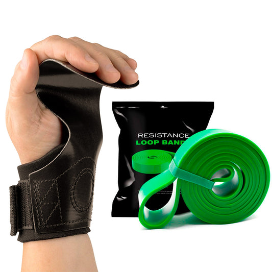 Kit Hand Grip Competition Skyhill e Super Band Verde Forte 75kg