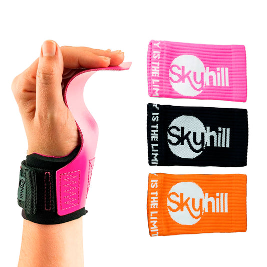 Kit Hand Grip Legacy Skyhill Neo Pink e Munhequeira Anti Suor