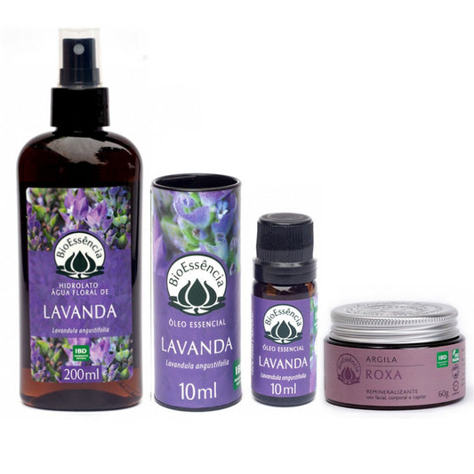 Kit Aromaterapia Sono Lavanda + Argila Nutritiva Roxa