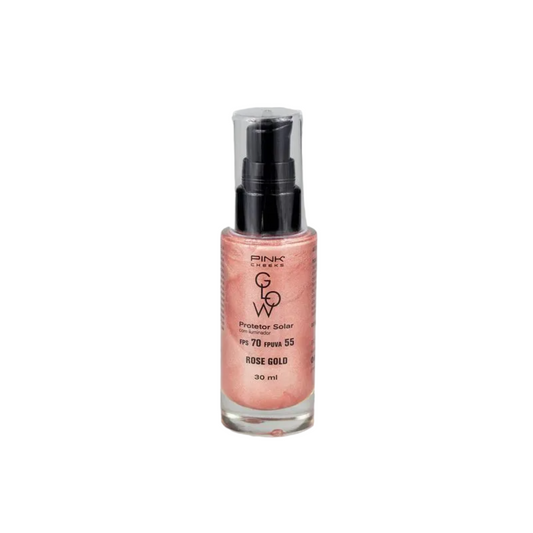 Glow Protetor Solar Com Iluminador FPS 70 Rose Gold 30ml Pink Cheeks