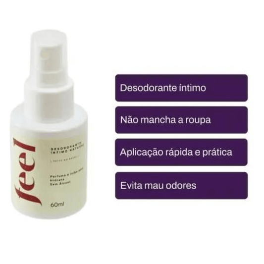 Desodorante Íntimo Natural Frescor Higiene Saúde 60ml Feel