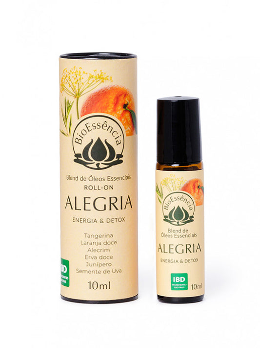 Blend Alegria Roll on Com Óleos Essenciais Natural 10ml BioEssência