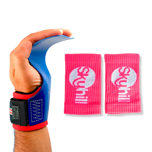 Kit Hand Grip Legacy Skyhill USA e Munhequeira Suor Rosa