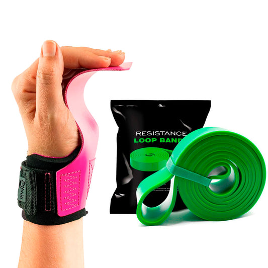 Kit Hand Grip Legacy Skyhill Neo Pink e Super Band Verde 75kg